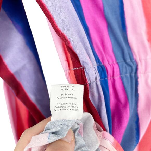 The Kit Multicolor Striped Long Sleeve Bow Back Midi Dress Size Small Silky - Picture 5 of 11